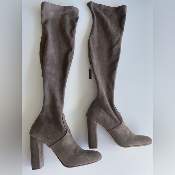 Size 9 | NWOT Steve Madden Emotions Taupe Suede Over the Knee Boots - Picture 7 of 9